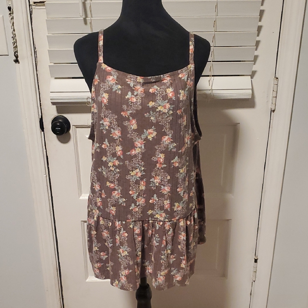 Maurices Gray Floral Knit Tank Top
